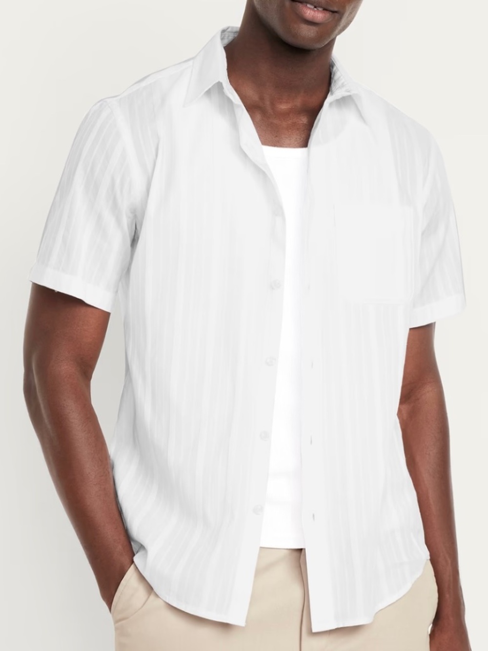 NWT Old Navy Men’s Classic Fit Everyday Dobby Shirt in White, Size XL